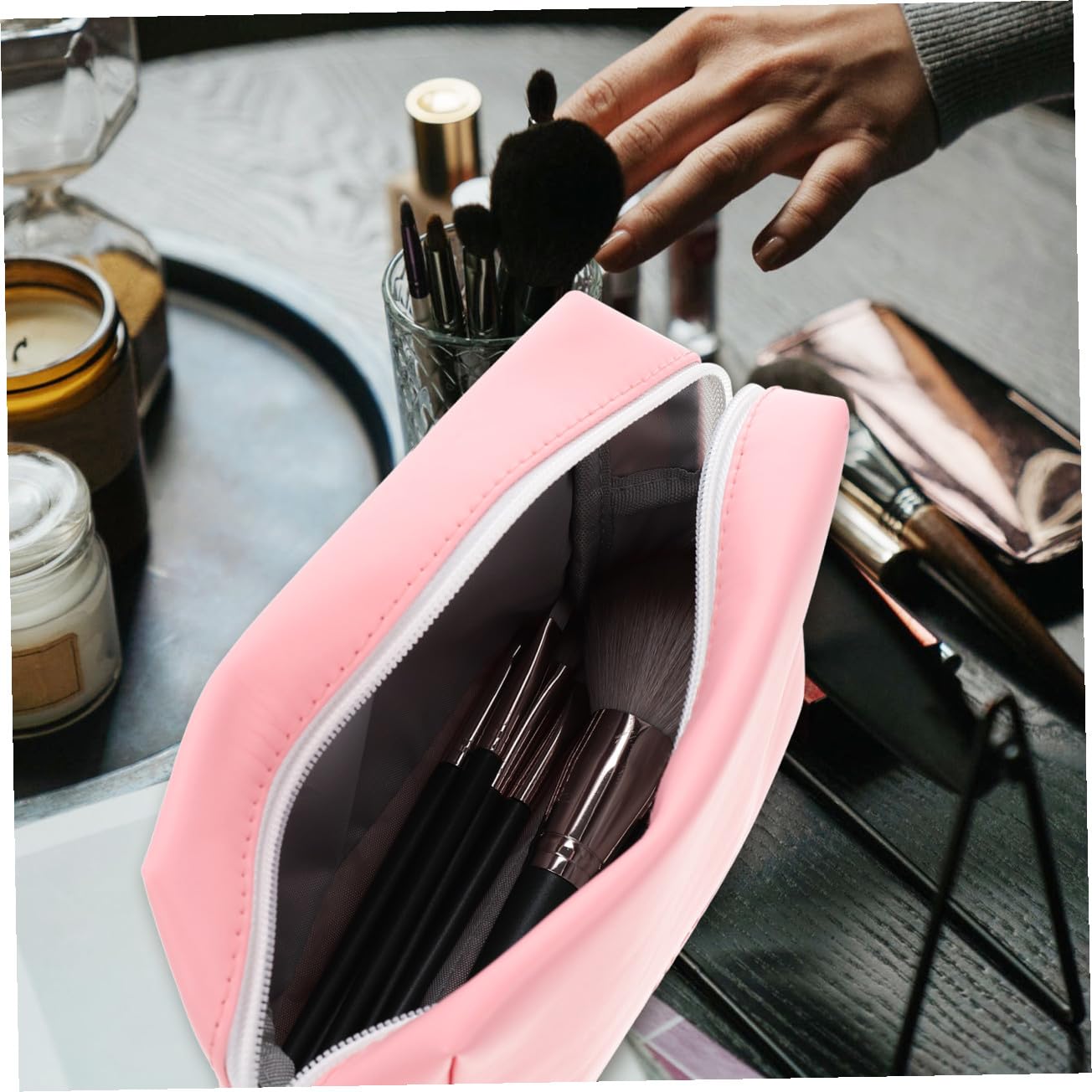 Mipcase 5pezzi Borsa Cosmetica Con Cerniera Per Viaggio Pochette Portatile Per Trucco e Accessori Femminili Facile Da Trasportare e Pulire