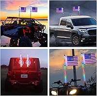 Vista 7 de Nilight - 2 luces de látigo LED RGB en espiral de 2 pies con control remoto por RF, luz de persecución/baile RGB, látigos de antena iluminados