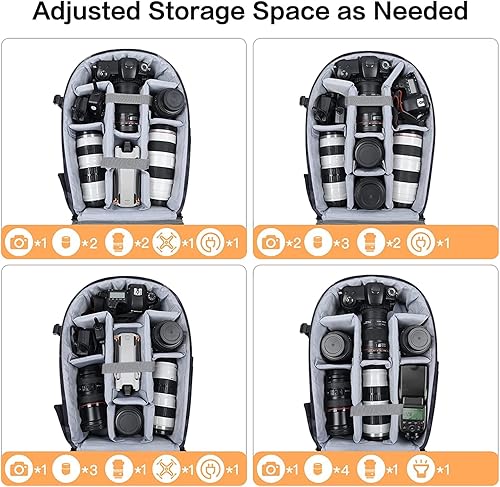Miniatura 3 de MOSISO Mochila para cámara, DSLR/SLR/sin espejo, bolsa de cámara de fotografía, funda rígida impermeable de camuflaje con soporte para trípode y