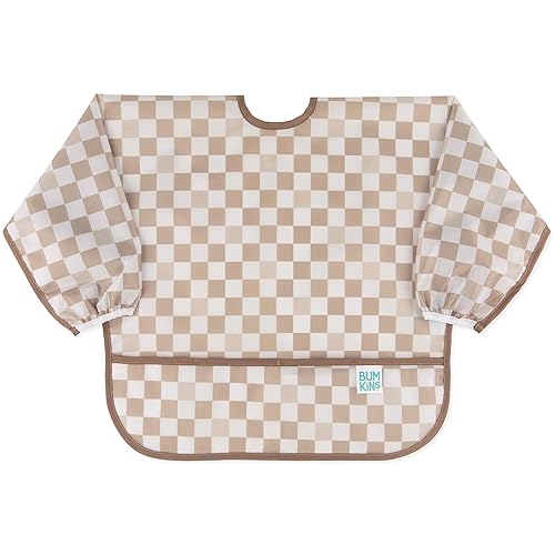 Bumkins Babero con mangas para niña o niño, bebé y niño pequeño para 6-24 meses, imprescindible para comer, alimentar, suministros de destete LED