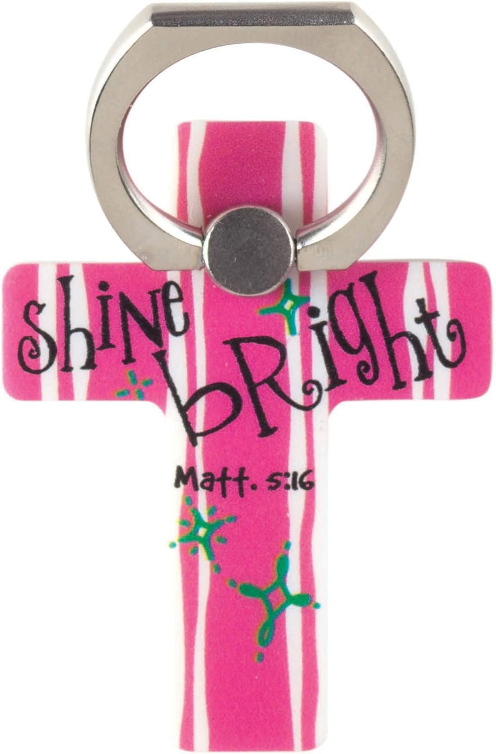 Shine Hot Pink Stripe 3 x 2 Zinc Alloy Metal Cell Phone Ring Holder Stand