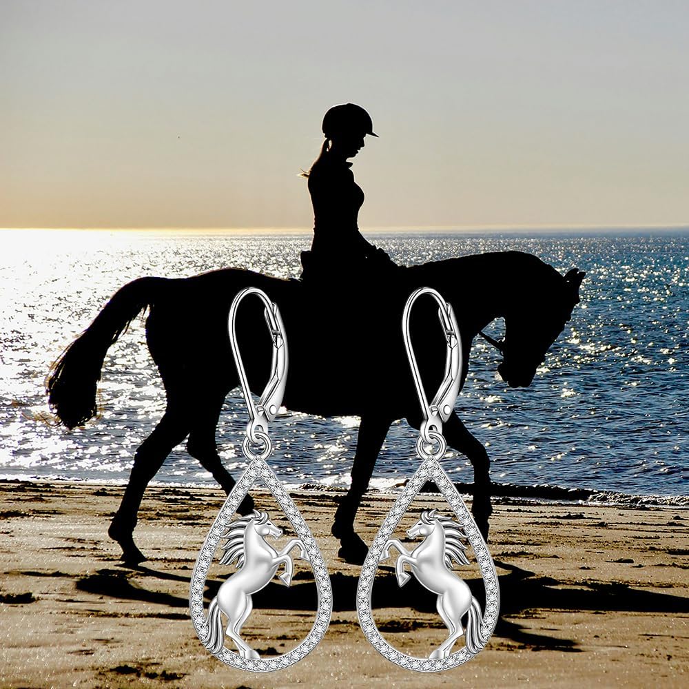 Horse Earrings for Women 925 Sterling Silver Hypoallergenic Horse Dangle Earrings Horse Lover Gifts for Birthdays and Anniversaries - Image 8