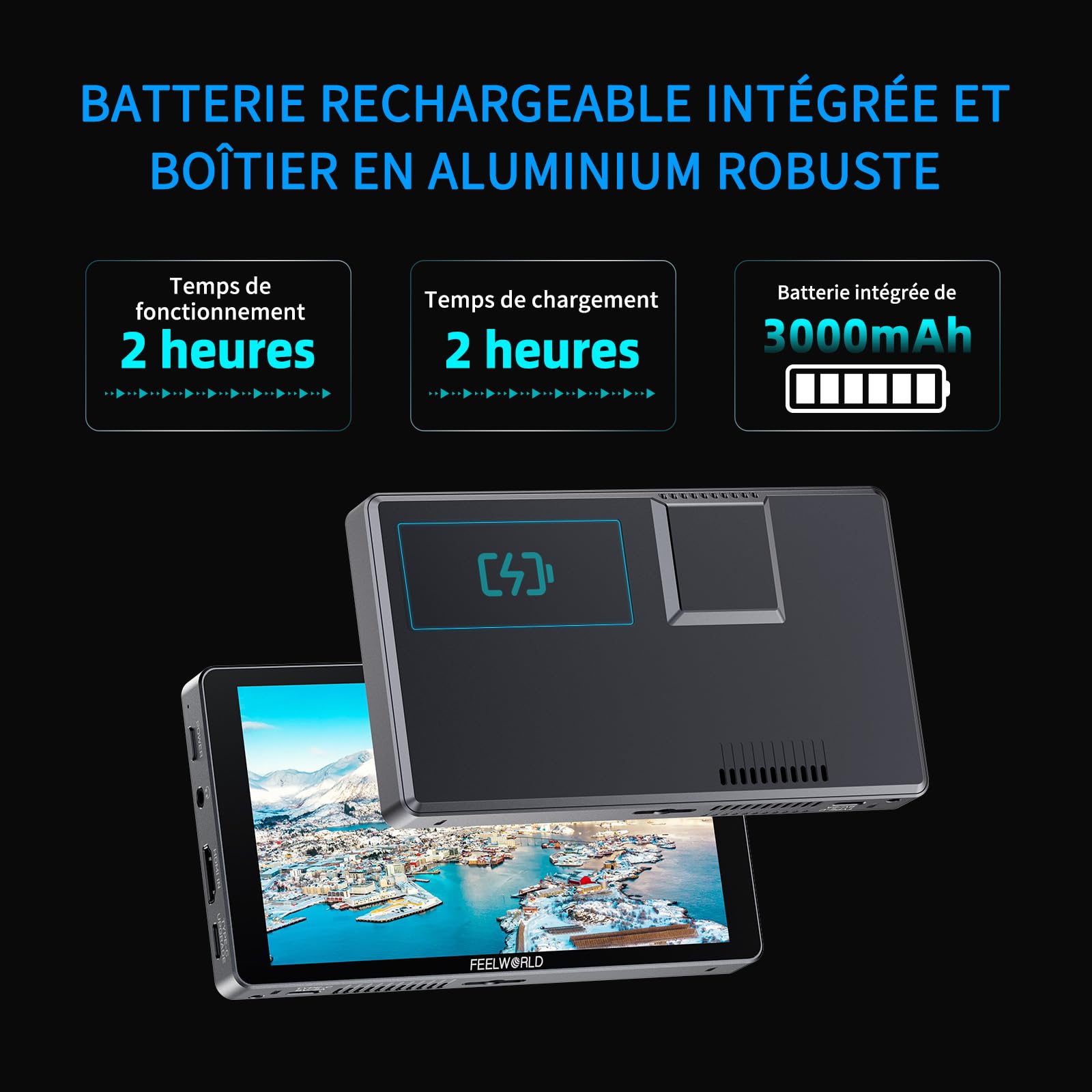 FEELWORLD P6XL Moniteur de Caméra DSLR à Écran Tactile 6 Pouces Moniteur de Terrain 1200Nit avec Batterie Intégrée 4K HDMI 3DLUT HDR Waveform Screenshot Boîtier en Aluminium