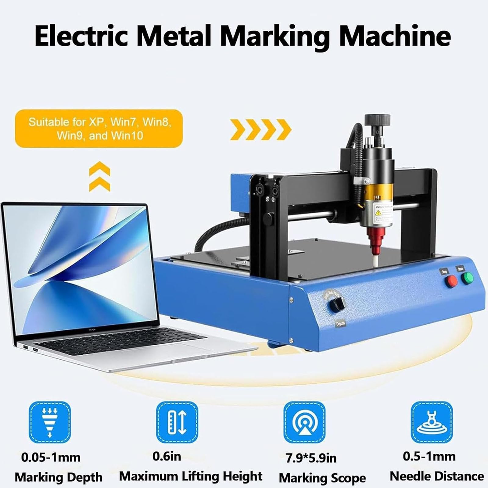 Machine à graver électrique pour le marquage du métal et du plastique, imprimante portable avec profondeur réglable, idéale pour les plaques nominatives, les cadres et les panneaux