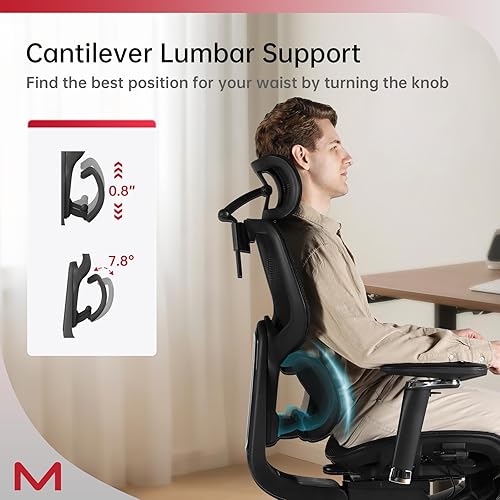 Miniatura 3 de Silla de oficina ergonómica con reposapiés, sillas de oficina con soporte lumbar dinámico DTS, sillas de escritorio con reposabrazos 4D, reclinable