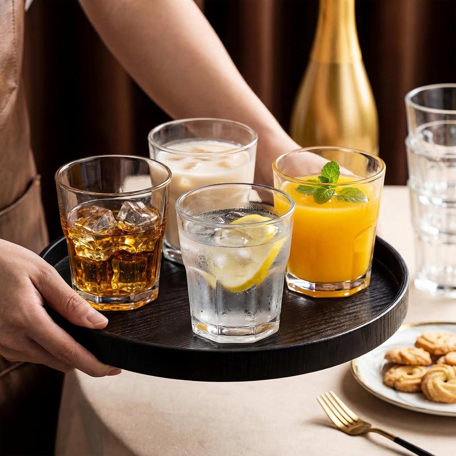 12-Pack 8oz Old Fashioned Glasses Set, Bulk Rock Glasses, Stackable Whiskey Tumbler for Bar Espresso Tasting, Drinking Glasses for Bourbon,Juice,Water,Cortado