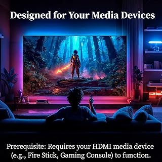 WACUAAO HDMI 2.0 Sync Box TV Backlight - 4K 60Hz Immersive RGB LED Strip - Screen Colour Matching - No App Required Privacy Sync（for 40-50 inch TV）