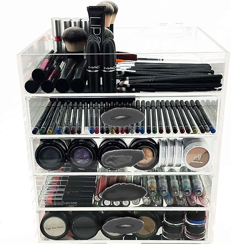 Miniatura 2 de OnDisplay Ultimate Diva - Estación de organización de cosméticos, cubo de 12 pulgadas, ágata doradaplateada (negroplateado)