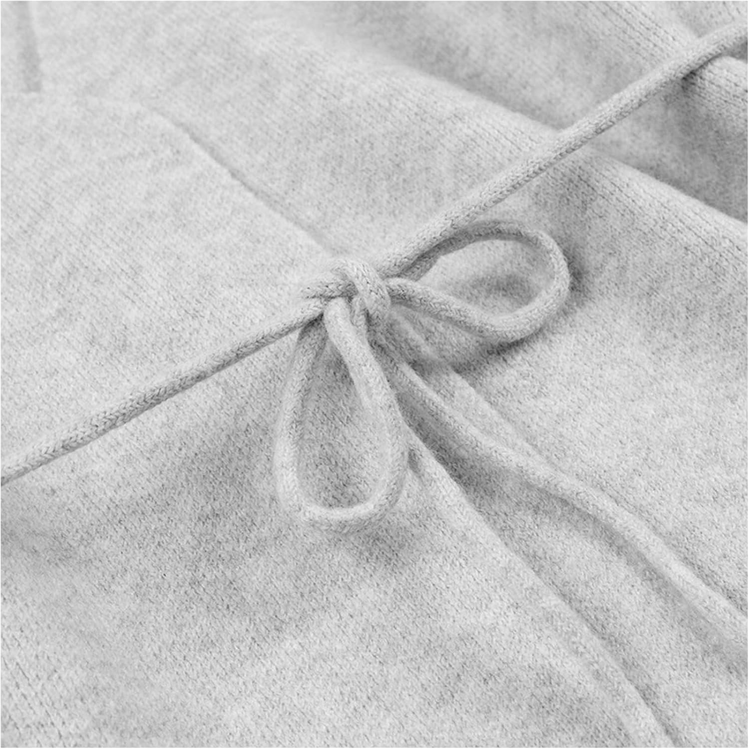 Women's Classic Coat Open Front Bowed Belted Oversized Long Jacket Cardigan Coatigan with Tie Belt Grey Small - Image 5