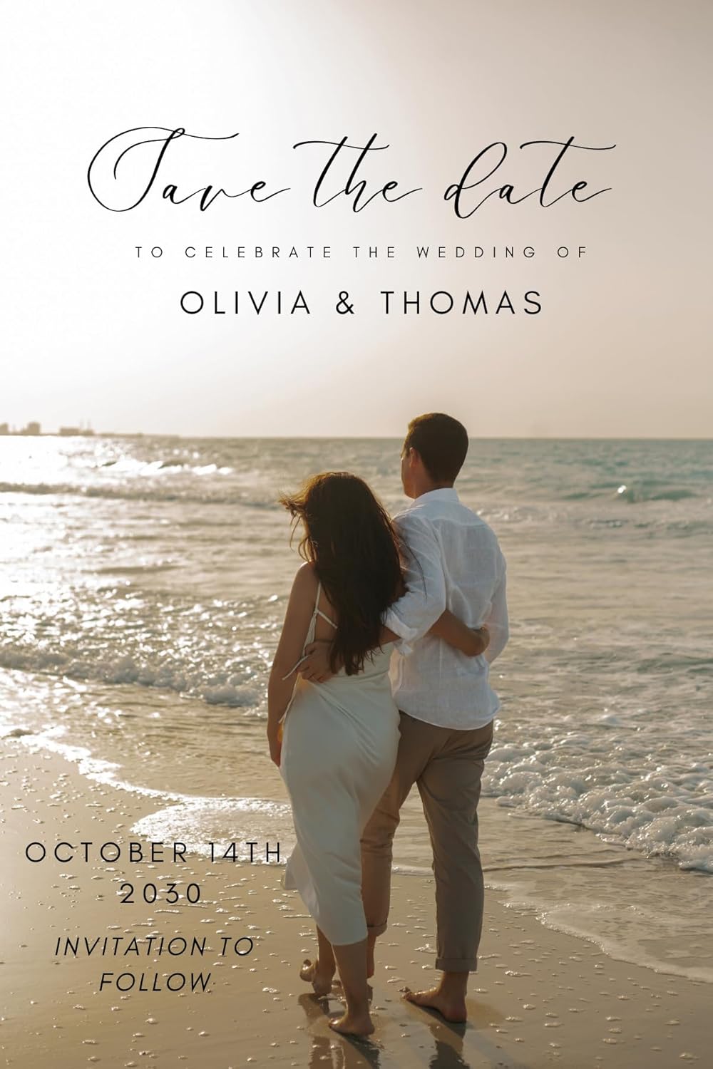 Magnetic Save The Date Cards, Wedding Announcement Flexible Magnets, Customizable Engagement Photo Cards, Premium Wedding Stationery (5x7, Option 3)
