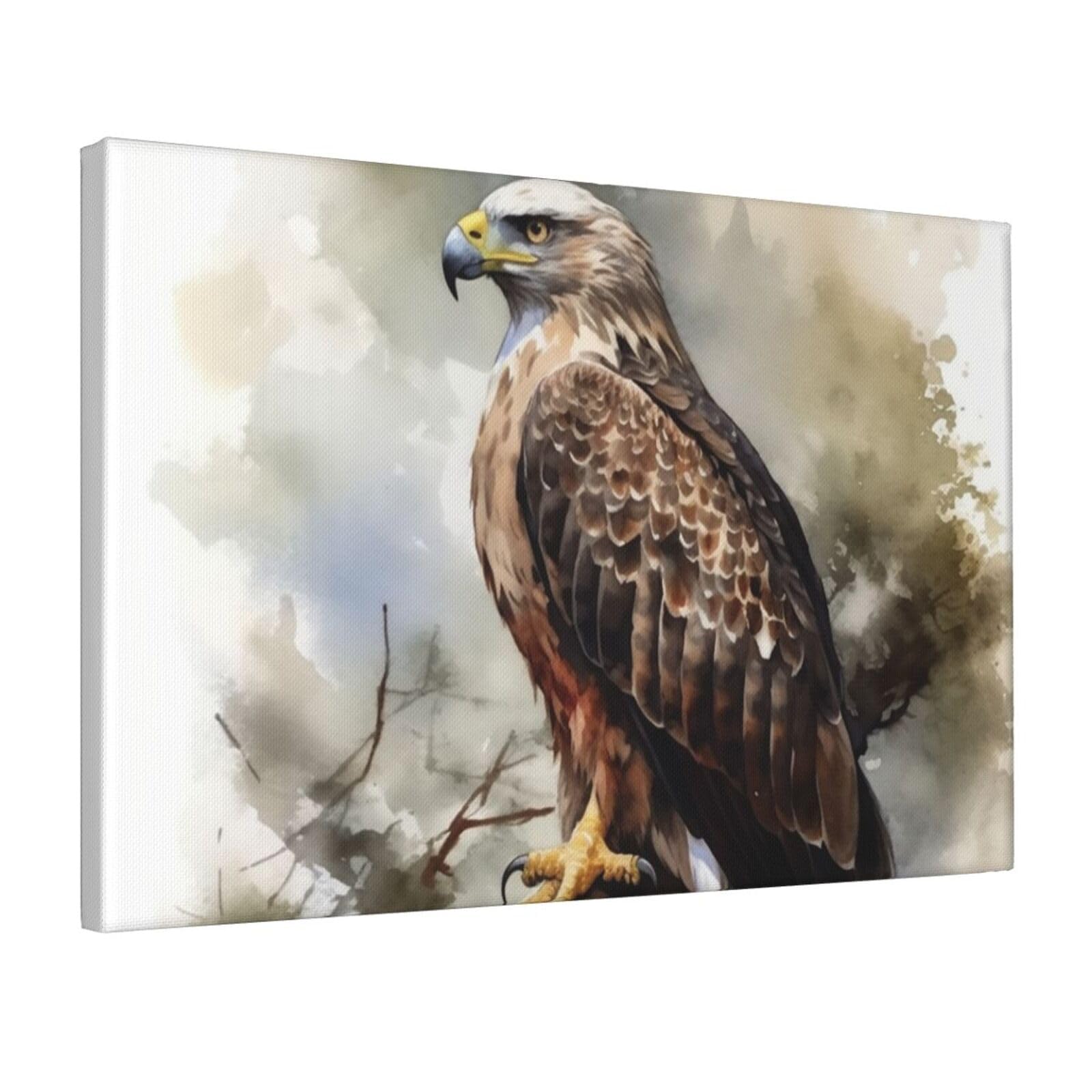 Framed Wall Art for Living Room Art Work, Watercolor of Hawk Sitting in The Tree Picture Prints Modern Office Wall Paintings Poster Aesthetic Wall Decorations for Home Decor Ready To Hang 16"x24"