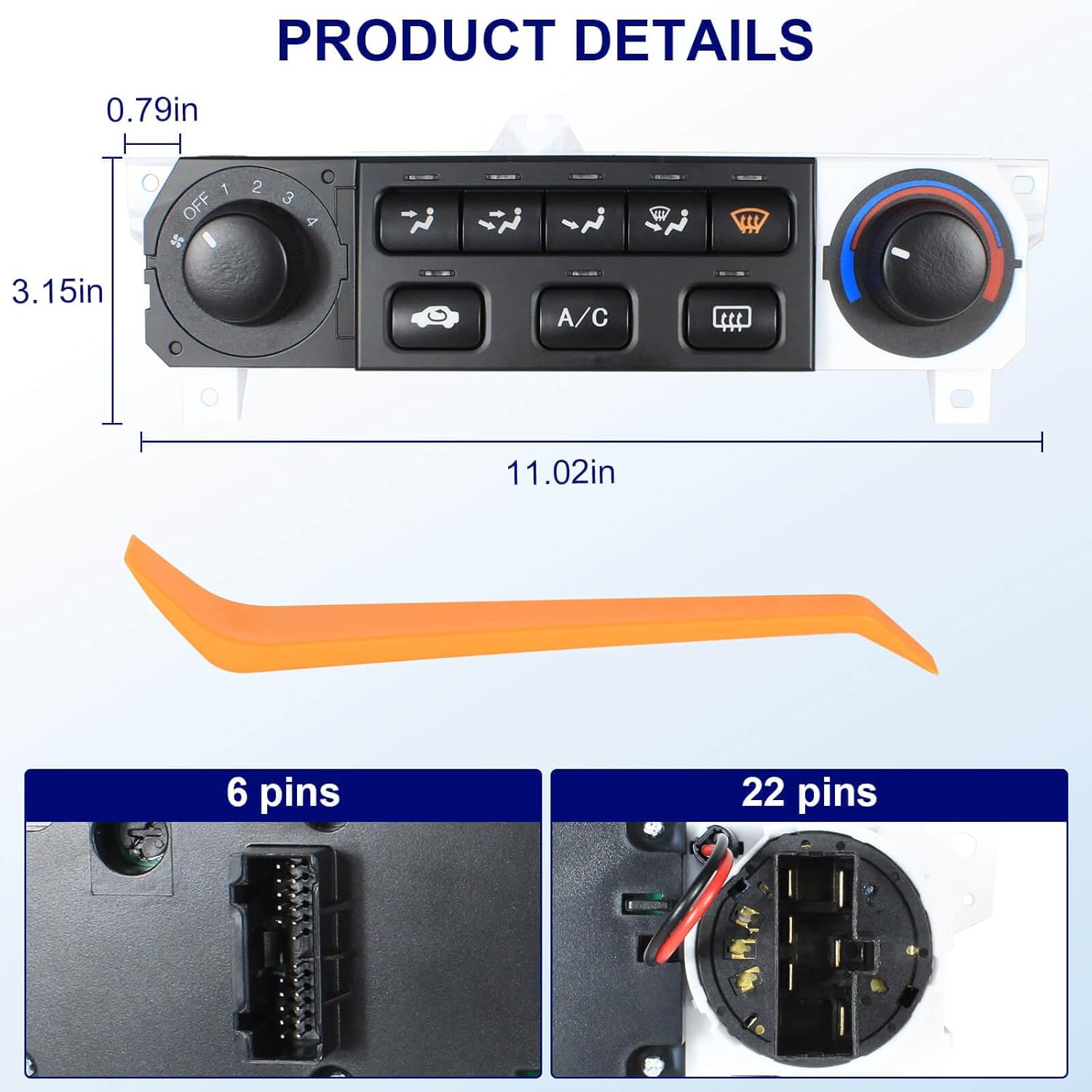 599-268 Heater Climate Control Switch Module Panel Compatible with Honda Accord 1998-2000, 1998-2004 Honda Odyssey, A/C Heater Climate Control Module Replace 79600-S84-A01ZA