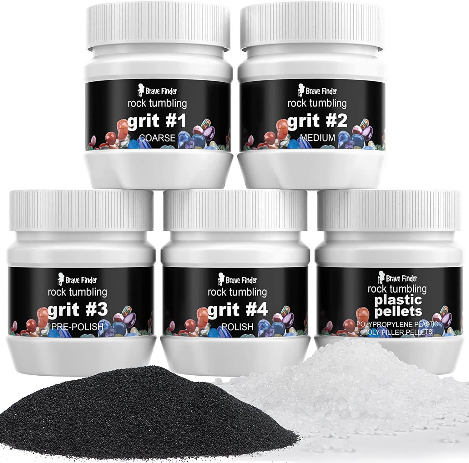 Rock Tumbler Refill Grit Media Kit, Stone Polisher (3.5 Pounds