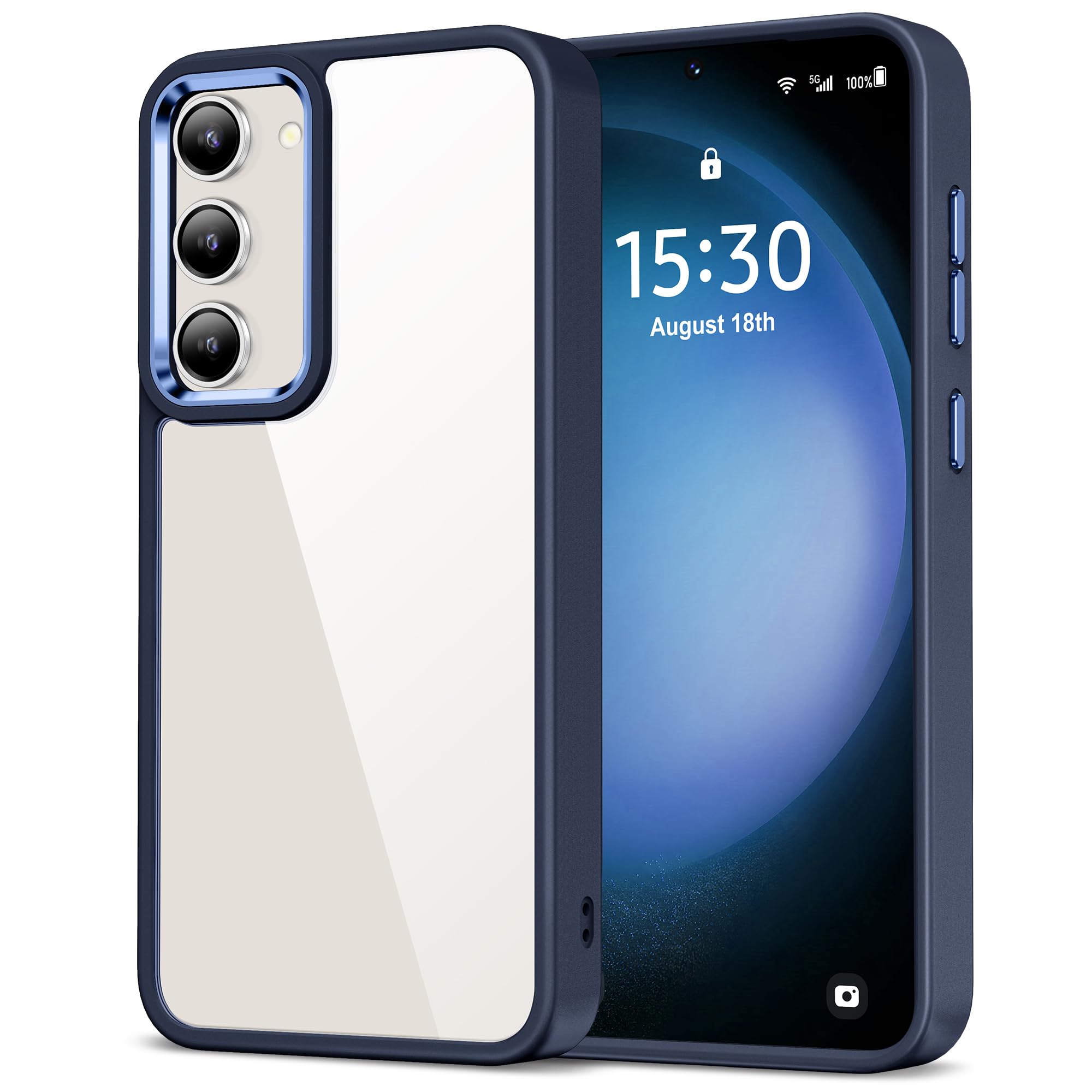 HOOMIL Case for Samsung Galaxy S23 (ONLY, Not Fit Plus, FE, Ultra), Non-Yellowing, Drop Protection, Anti-Scratch Transparent Hard Back Phone Cover - Blue Samsung Galaxy S23 Blue