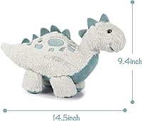 Vista 4 de TCBunny Juguete de peluche de dinosaurio bebé para dormir, 15 pulgadas, Stephan (Estegosaurio-gris)