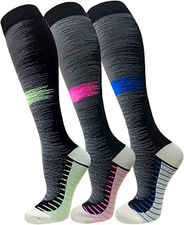 Copper Compression Socks For Men & Women(3 Pairs),15-20mmHg is Best For Running,Athletic,Medical,Pregnancy and Travel