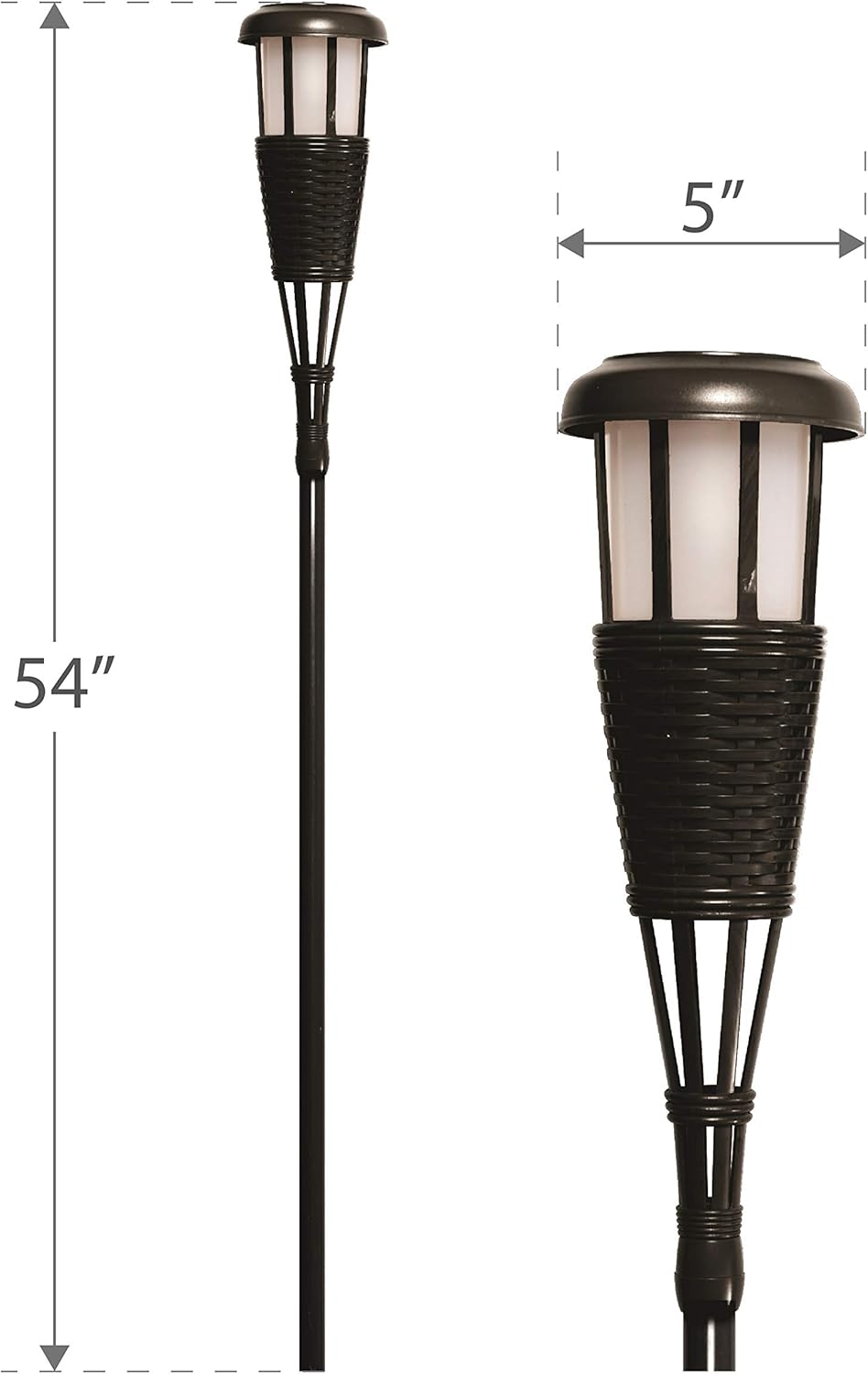 Newhouse Lighting FLTORCH2-B Solar-Powered Flickering Flame Effect LED Outdoor Island Torches for Landscape Lighting, Black Dark Chocolate Finish, 2-Pack