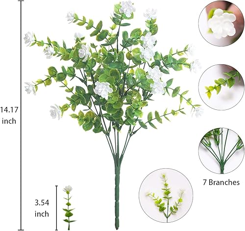 Miniatura 2 de Flores Artificiales para Exteriores, 8 Ramos de Flores Artificiales Resistente a los Rayos UV, Flores Plásticas Falsas para Exteriores, Arbustos