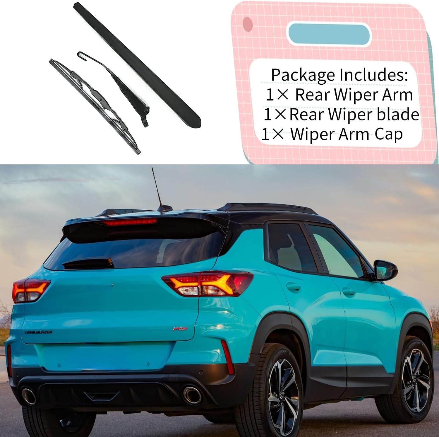 Rear Wiper Blade & Arm Replacement for Chevrolet Chevy Trailblazer 2021 - OEM Fit for ACTIV L LS LT RS 1.2L L3 - Gas 1.3L L3 - Gas Models - All-Season