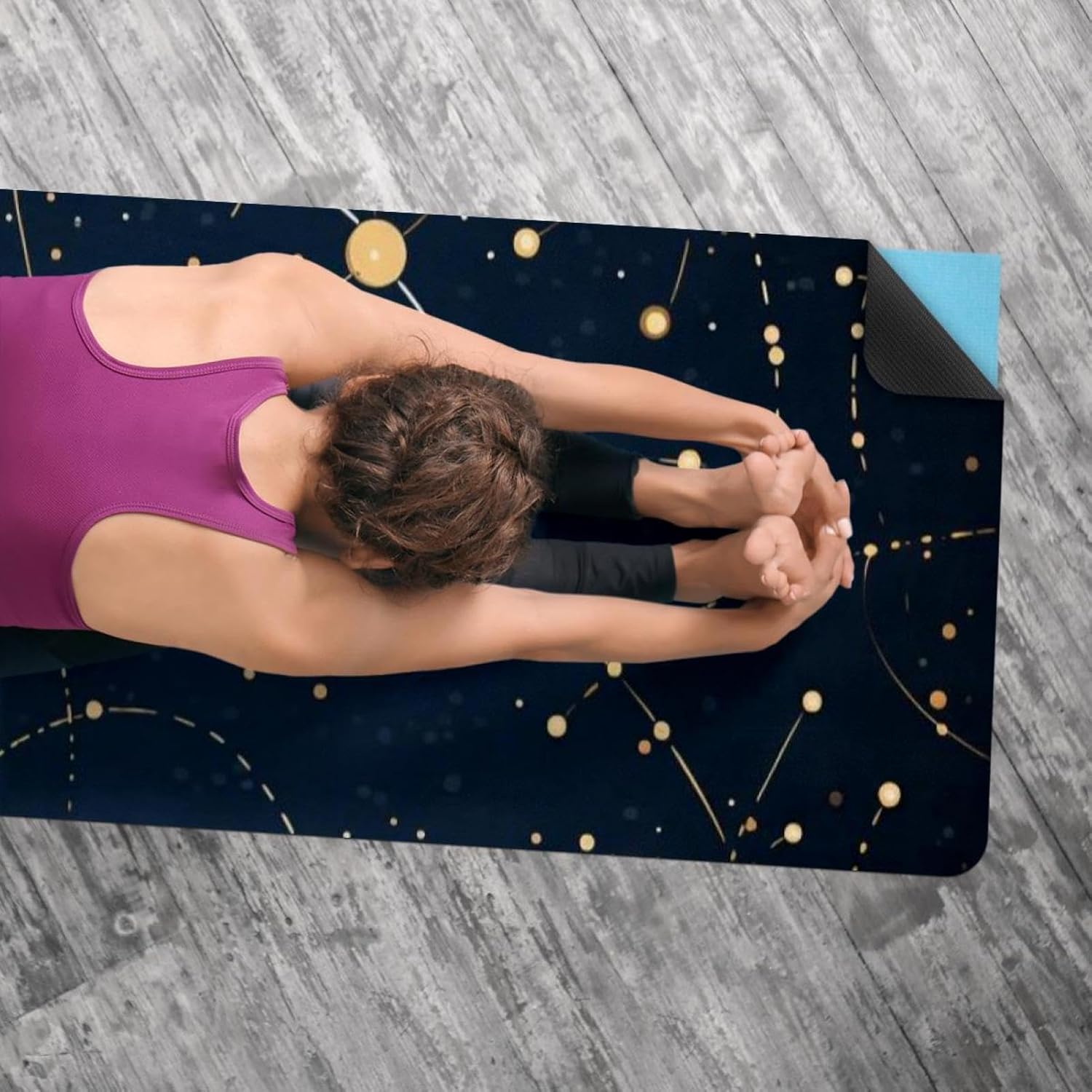 Yoga Towel, Constellations Zodiac Galaxy Pattern Non Slip Sweat Absorbent Hot Yoga Mat Towel for Hot Yoga, Pilates and Fitness - 72.8" x 26.8"