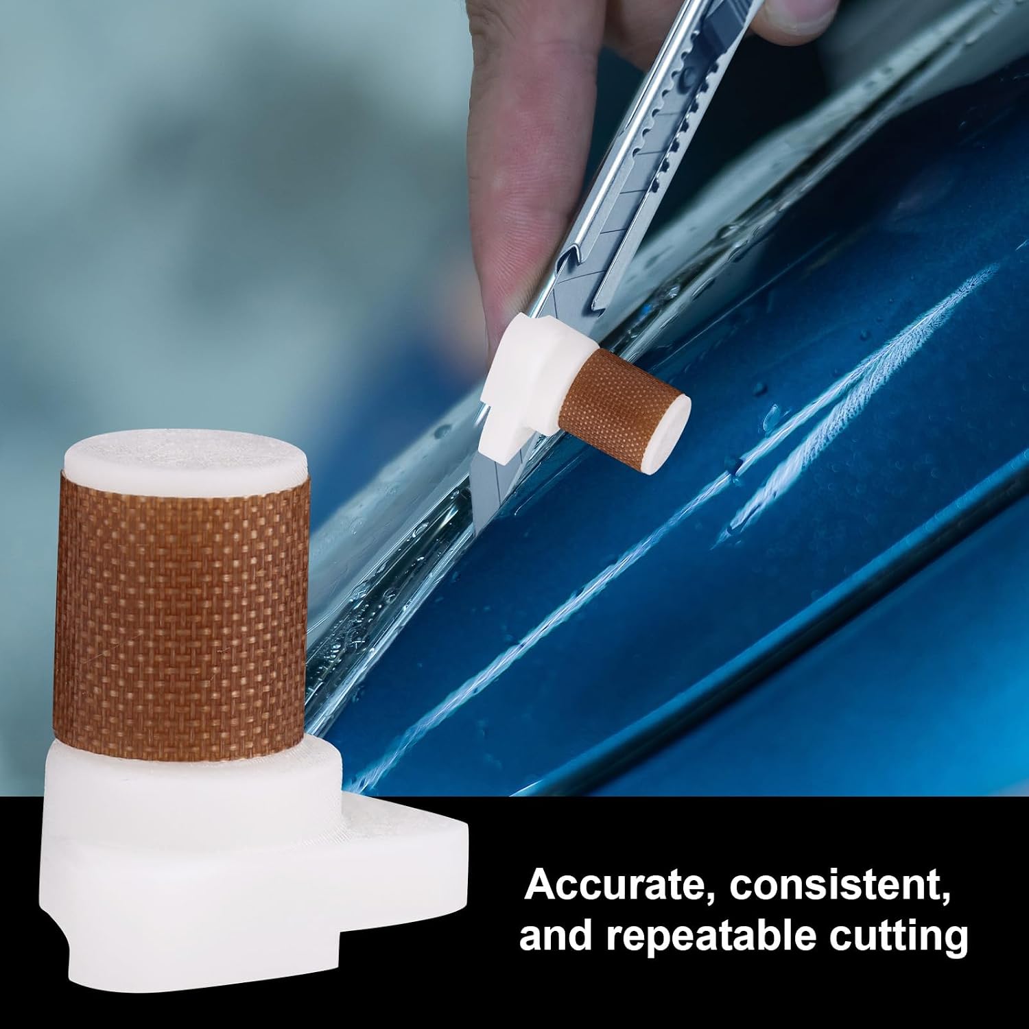 Film Cutting Spacer Guide, 1 Pair Left/Right Hand Trimming Vinyl Wrap Tool with 3.5mm/0.14in or 6.5mm/0.26in Dual Distance Cuts Compatible with 9mm/0.35in Knife Blade