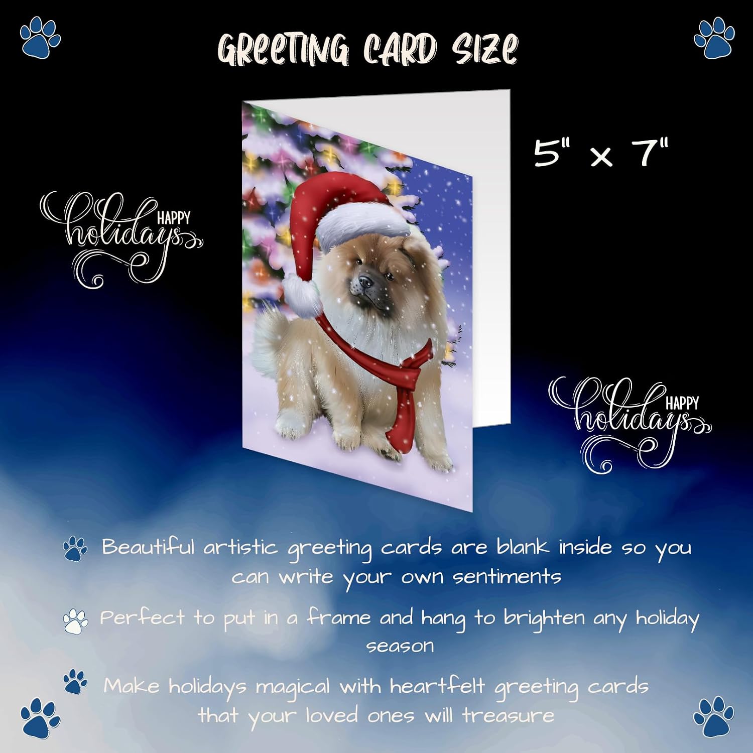 Winterland Wonderland Chow Chow Dog Greeting Cards - Adorable Pets Invitation Cards with Envelopes - Pet Artwork Christmas Greeting Cards GCD64184 (10 Greeting Cards)