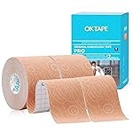 OK TAPE PRO Kinesiology Tape Uncut Roll, Elastic Physical Therapy Athletic Tape for Pain Relief, Muscle Support, Kinetic Tape, Water Resistant, 2in X 16.4ft -Beige 2 Rolls