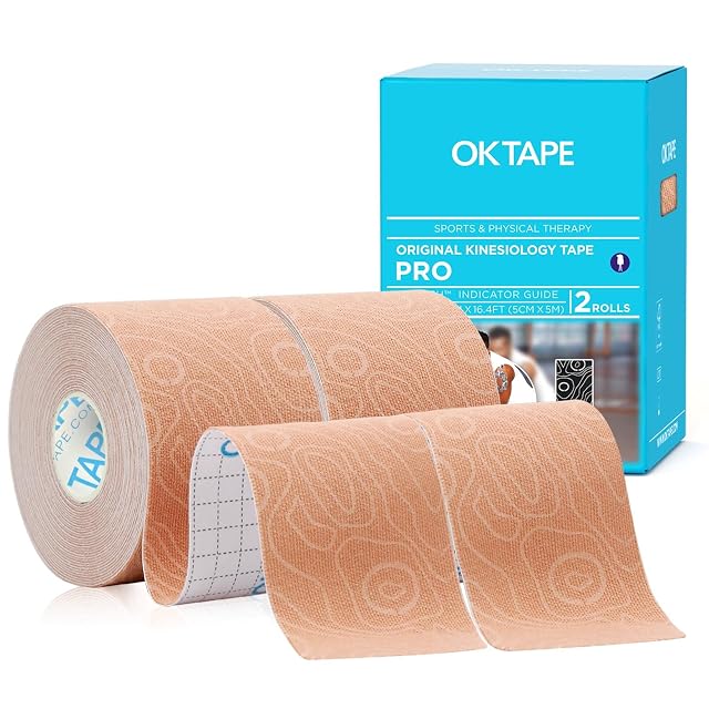 OK TAPE PRO Kinesiology Tape Uncut Roll Elastic Physical Therapy Athletic Tape for Pain Relief Muscle Support Kinetic