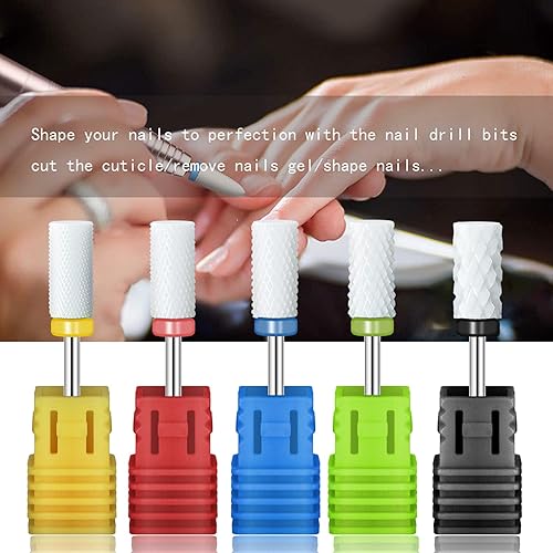 Miniatura 6 de Juego de 5 brocas de cerámica para uñas, 5 unidades, 332 pulgadas (2.35), brocas eléctricas profesionales con soporte para manicura, pedicura,