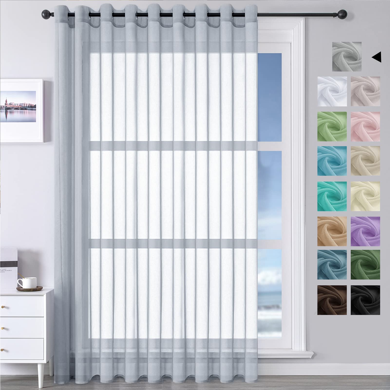MRTREES Cortina para Ventana Dormitorio Translúcidas Visillos Paneles para Ventanas Sala para Niños Sala Comedor 2 Piezas 140×245cm Blanco — view 27