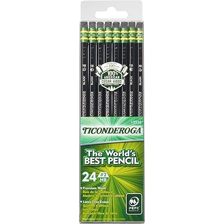 Dixon Ticonderoga Wood-Cased #2 Pencils, Box of 24, Black (13926)