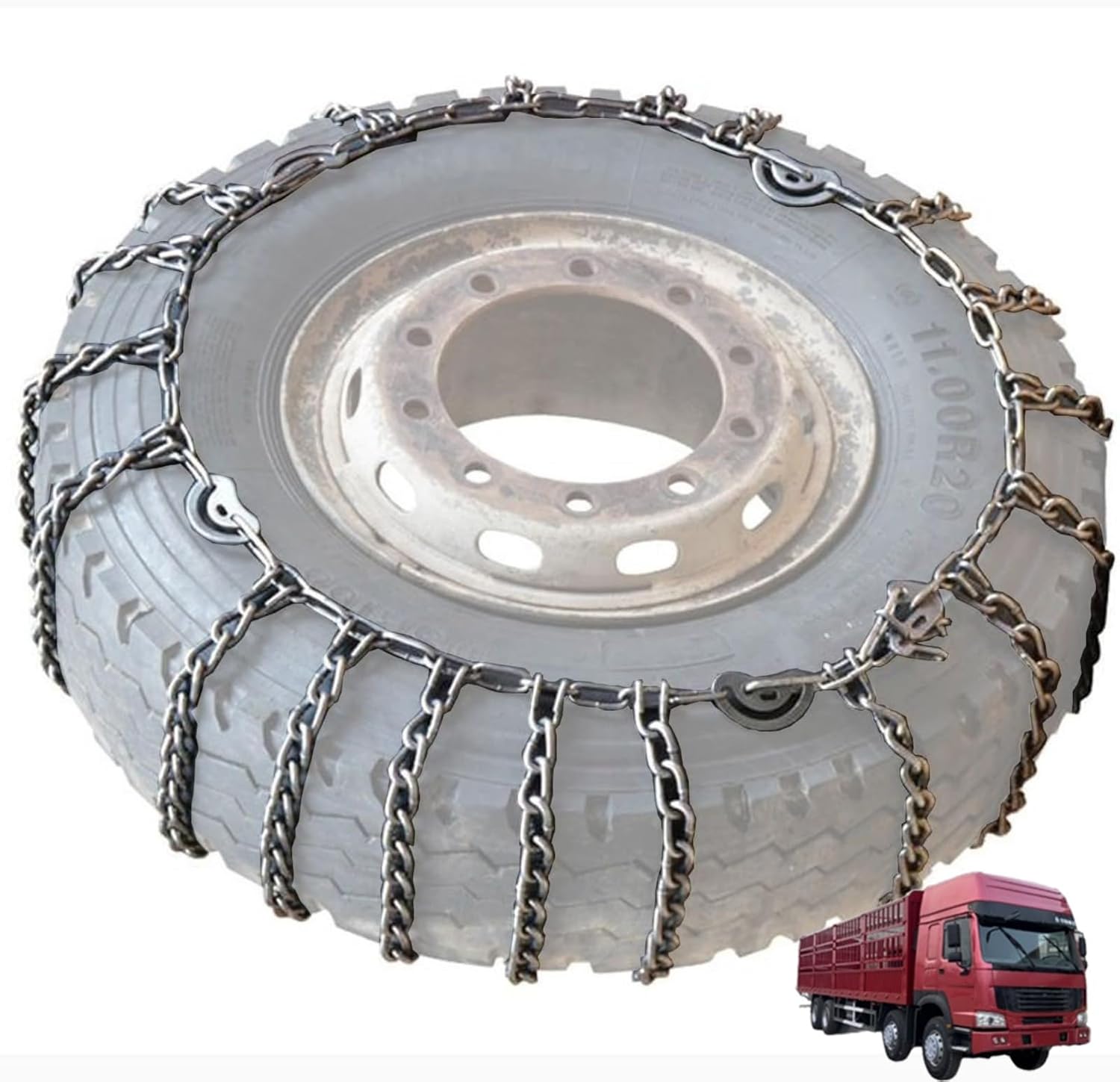 Set of 2 Snow Chains For Cars Suv Pickup Trucks Commercial trucks AVT- Quick Fit AND Easy Installation,Reusable Universal Emergency Traction Snow Chains 285/80R22.5 2pcs 315/70R22.5