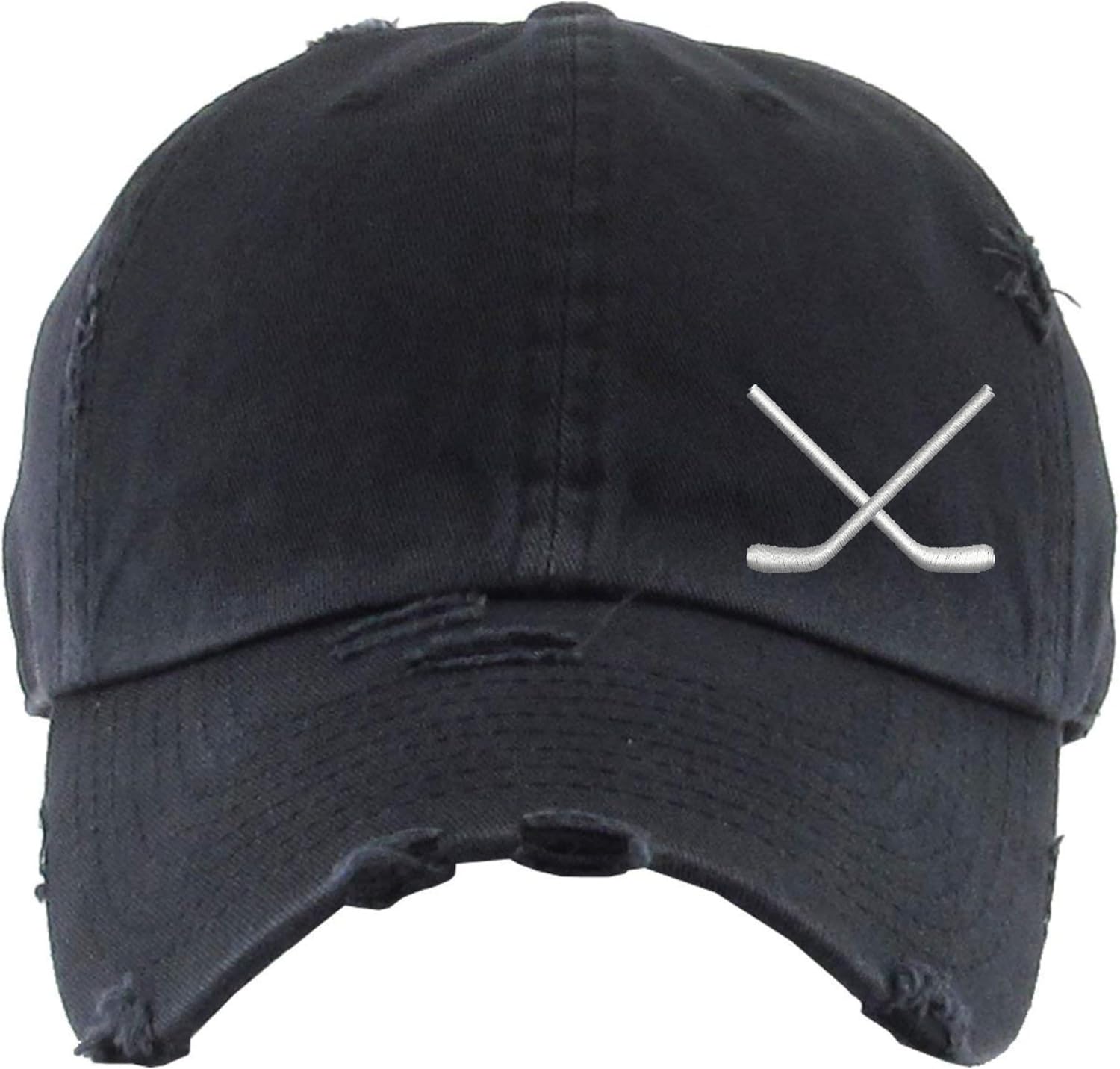 Hockey Sticks Hat | Distressed Baseball Cap or Ponytail Hat | Hockey Player Gifts | Hockey Mom | Hockey Fan