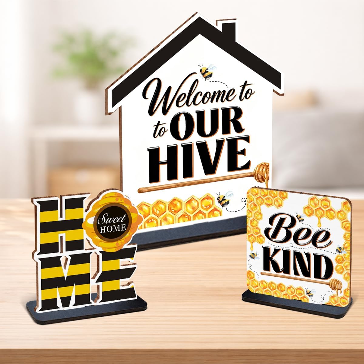 3 Pcs Bee Decor Decoration - Home Sweet Home Wooden Decor Sign image 5