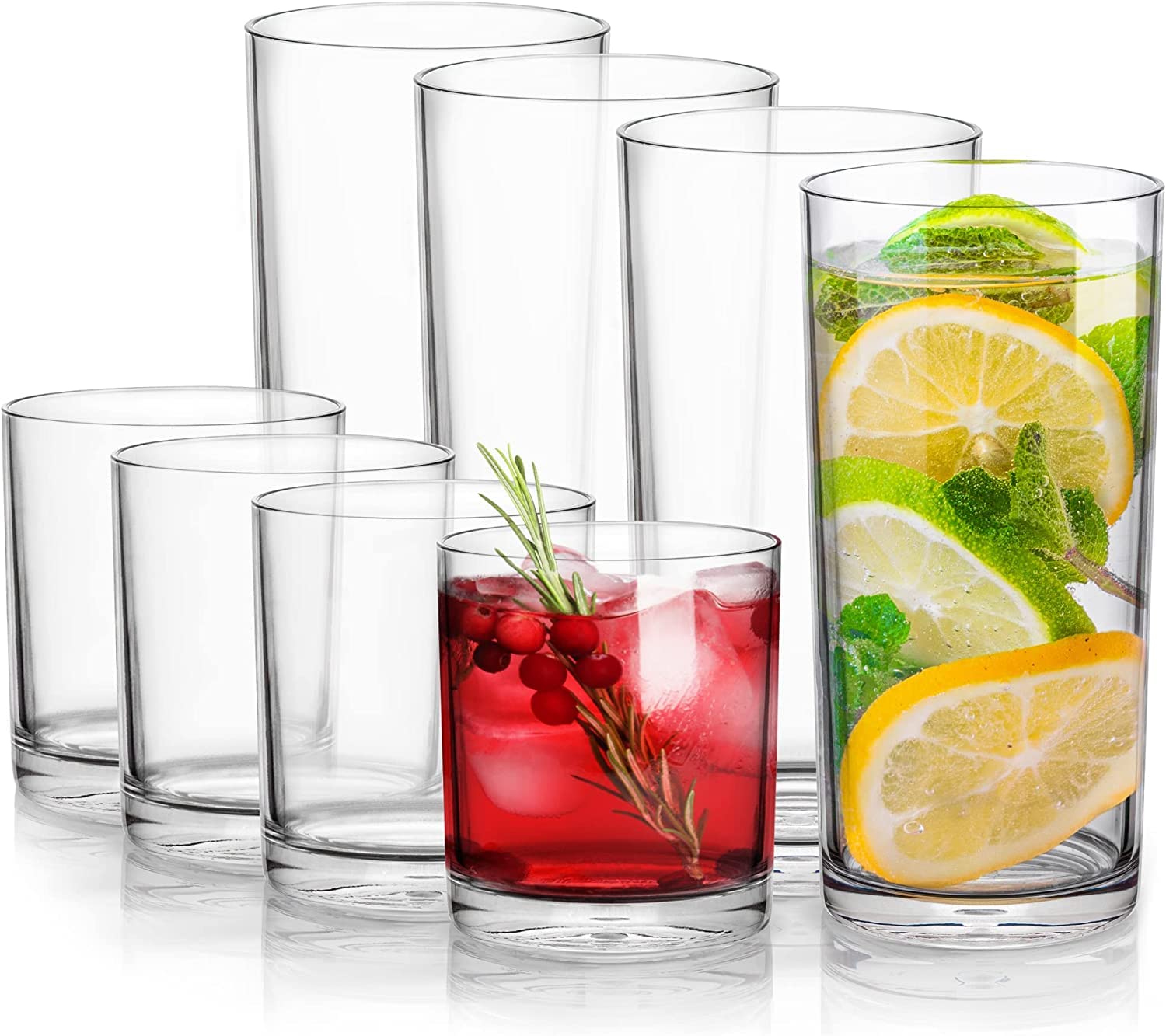 Zulay Camping Gläser Unzerbrechliche, Kunststoffgläser 8-teiliges Set aus Acryl, 475ml Transparente Hartplastik Camping Becher, Bruchfest Wasserglas Spülmaschinenfest, Weingläser Plastik, BPA-freie Küche, Haushalt & Wohnen