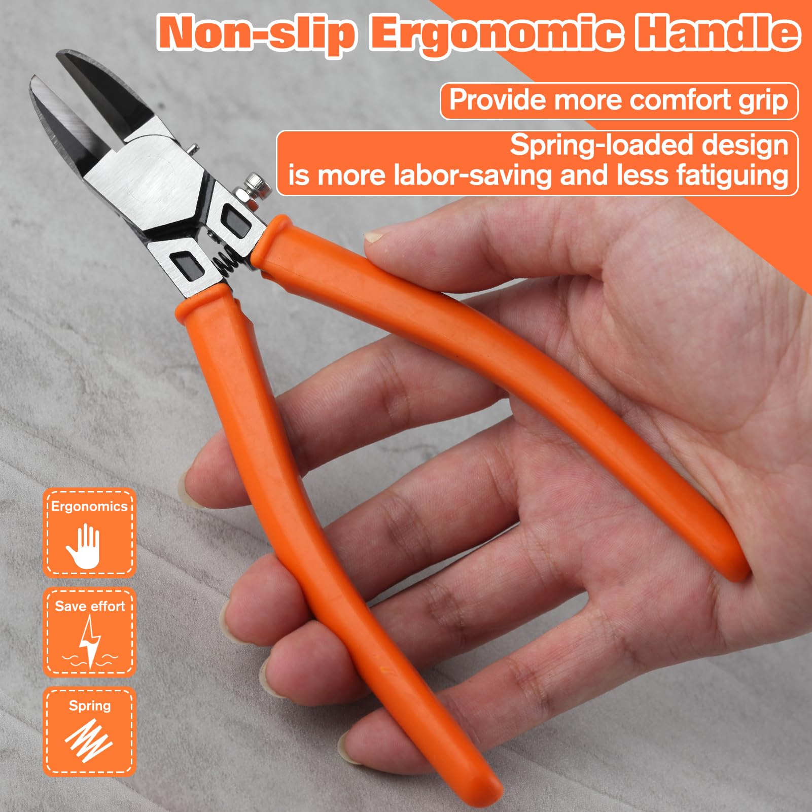 3-in-1 Schneidezange Und Abisolierzange Seitenschneider Für 20-10 AWG Kabel, Versteckte Feder, Kabelbinderzange, Anti-Rutsch-Griff, Präzisionszange Electronics Für Kleinstarbeiten Und Platinen