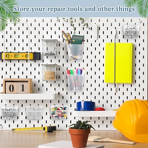 Miniatura 5 de Jinei 12 cubos y tazas con ganchos y bucles, surtido de clavijas, accesorios organizadores, varios organizadores de herramientas, juego de cestas de