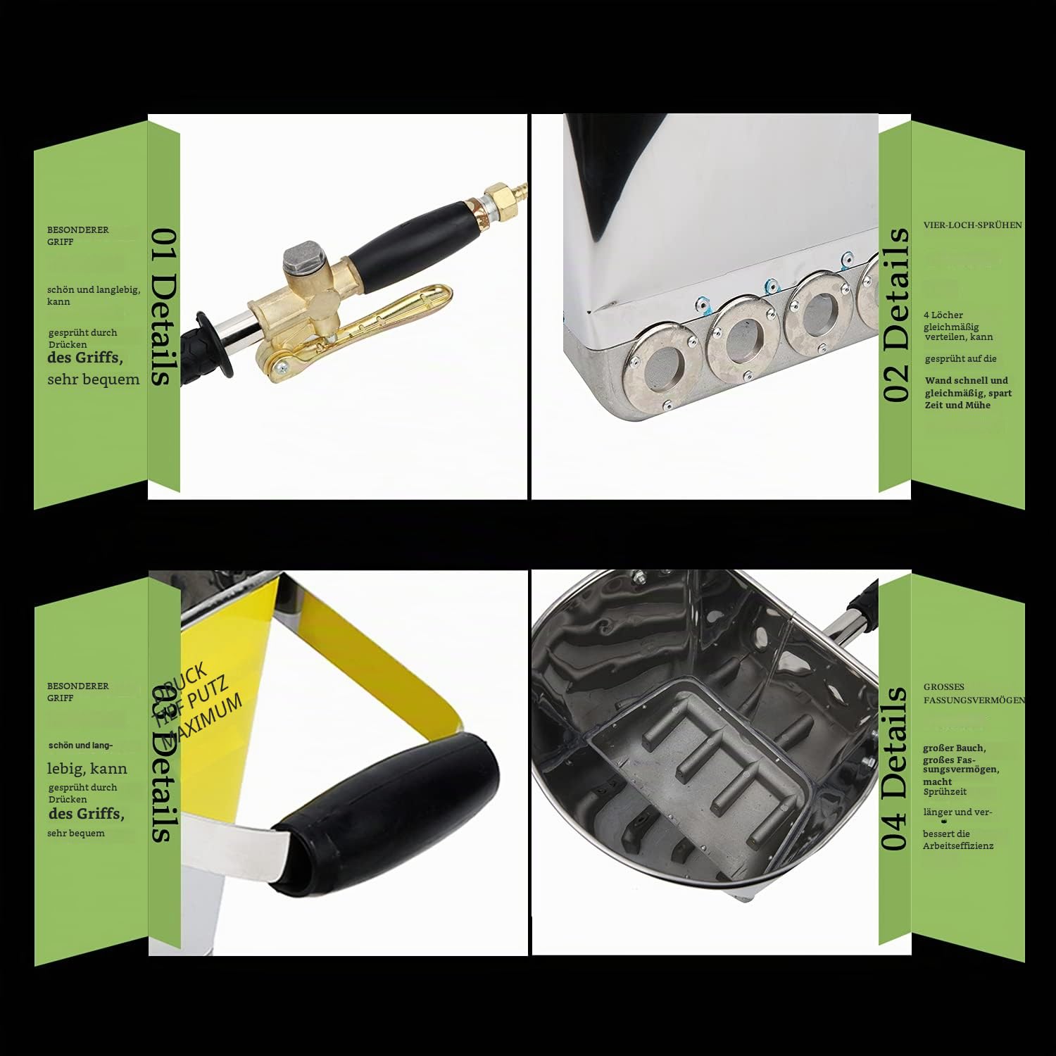Putz Spritzpistole 4 Jet Putzwerfer Druckluft Stucco Sprayer Wall Putzpistole Zementputz Mörtelspritze Putzmaschine Verputzmaschine für Streichen Wänden Decken