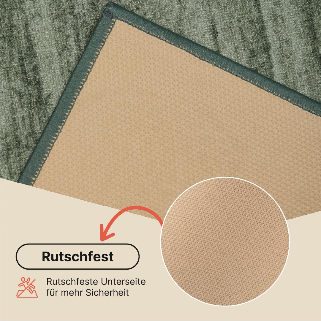 TAPISO Anti Rutsch Teppich Läufer rutschfest Brücke Meterware Modern Grün Meliert Streifen Design Flur Küche Wohnzimmer Diele 80 x 600 cm – Ansicht 6