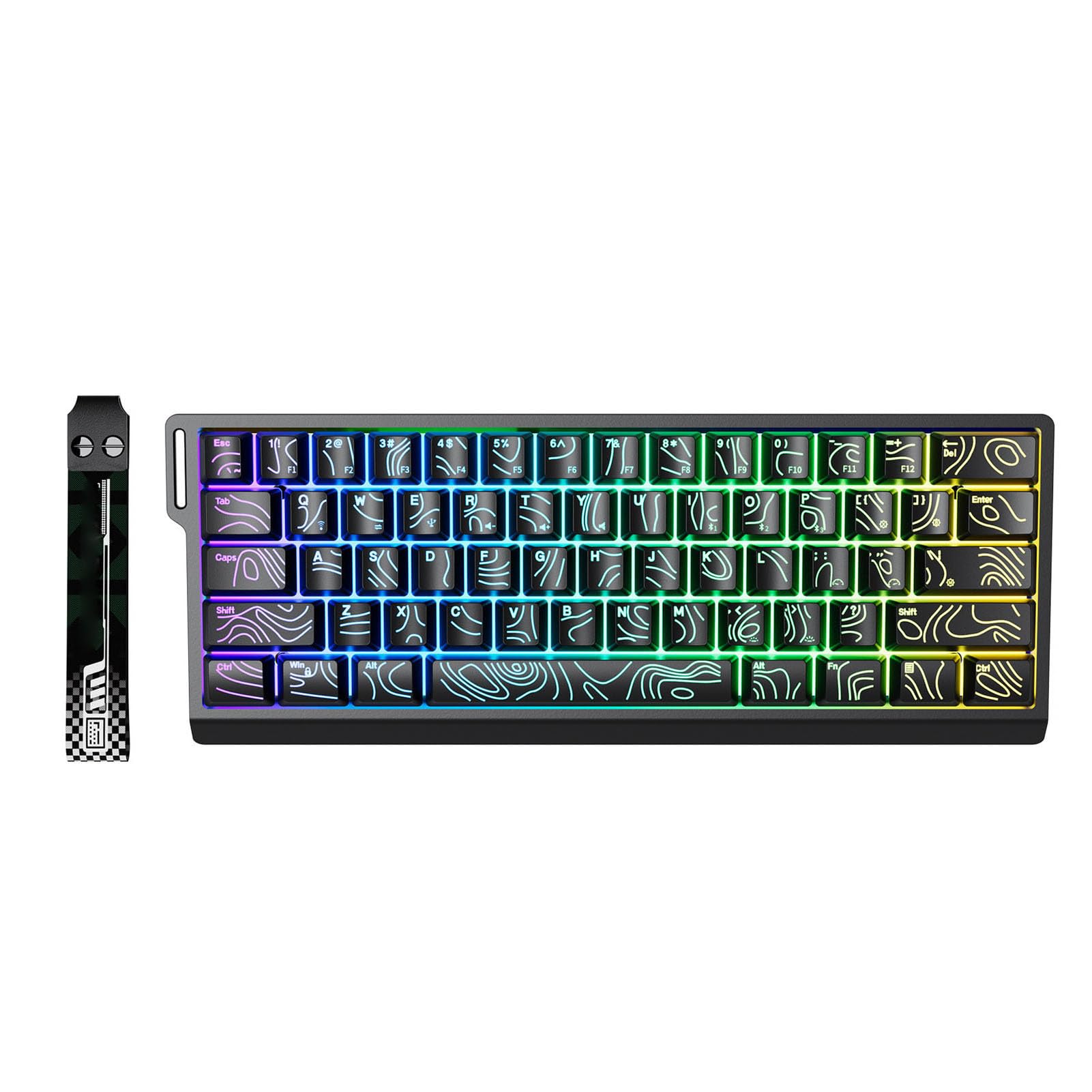 Topiky Teclado Mecánico Inalámbrico para Juegos de 61 Teclas, Modo Triple 2.4G USB Bluetooth con Retroiluminación RGB, Teclado Personalizado Intercambiable en Caliente Recargable Al 60