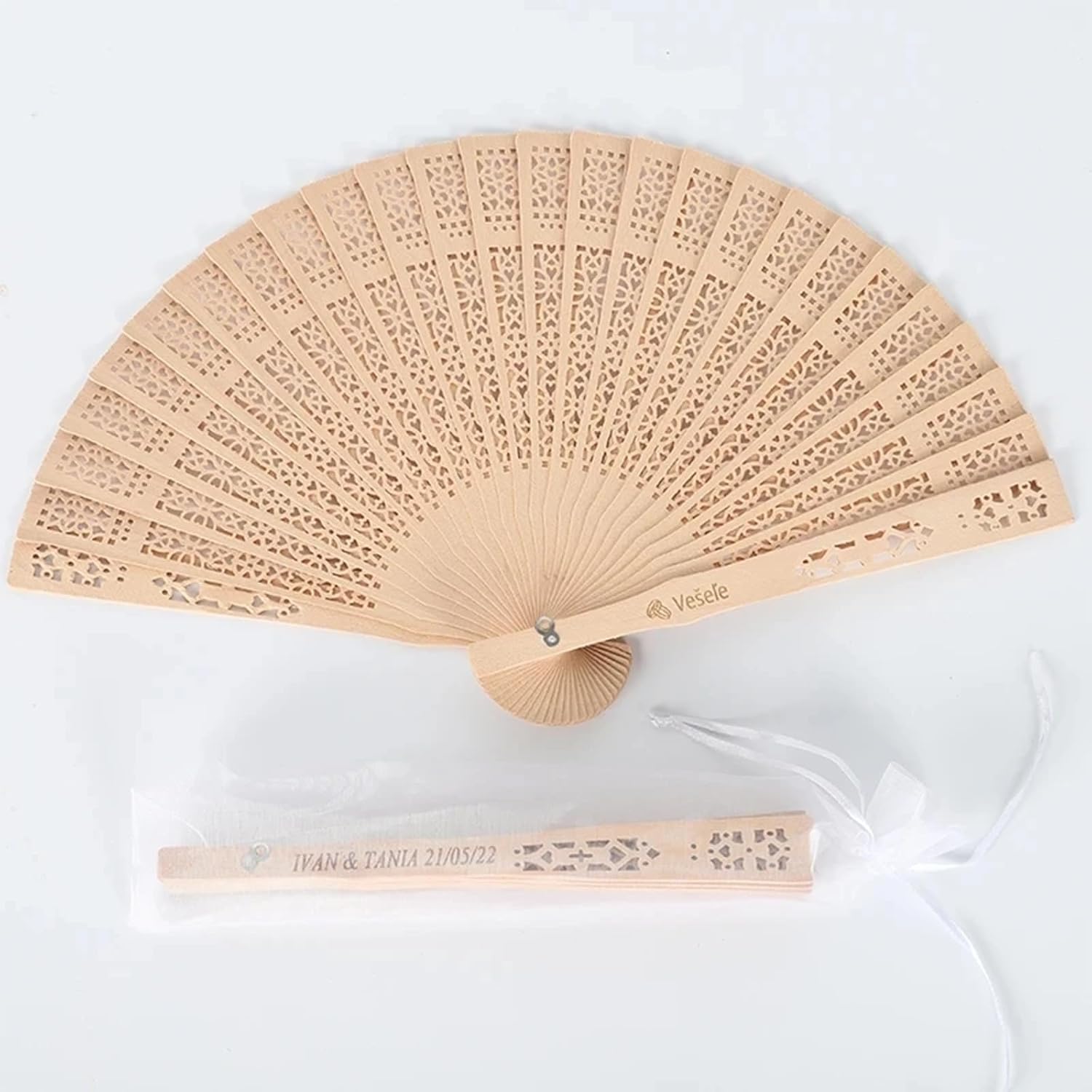 ggtg Hand Fans for Wedding Guests,Customized Wooden Fan,Personalized Folding Hand Fans,Personalized Fans for Wedding (Moon,20Pcs)