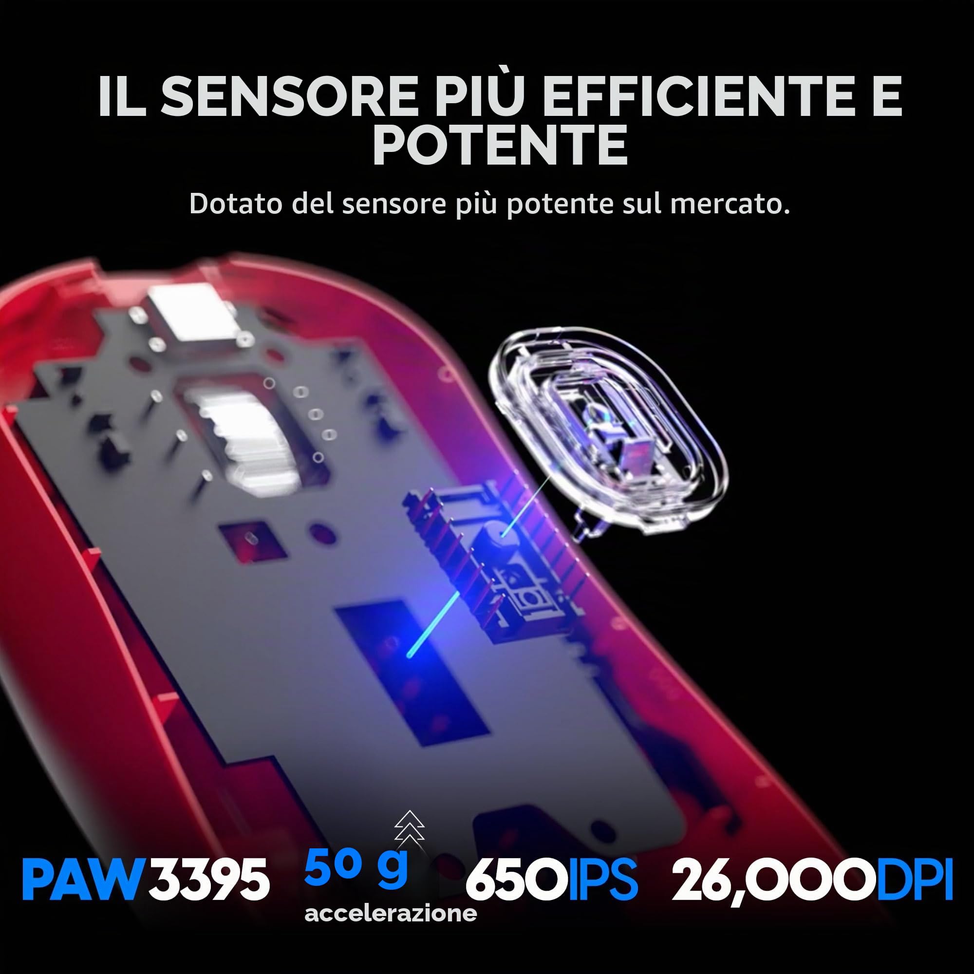Pulsar Gaming Gears - Mouse da gioco wireless Xlite V3 eS, edizione limitata, ergonomico, interruttore ottico, display OLED, sensore PAW3395, dongle 4K incluso (medio, rosso) (rinnovato)