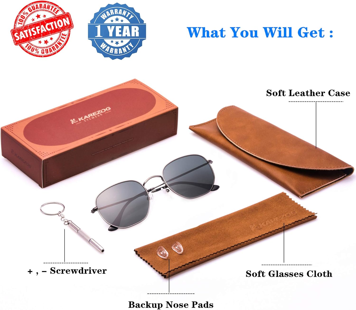 Retro Glass Lens Hexagonal Sunglasses for Men Women Vintage Square Metal Frame Flat Lens Sun glasses