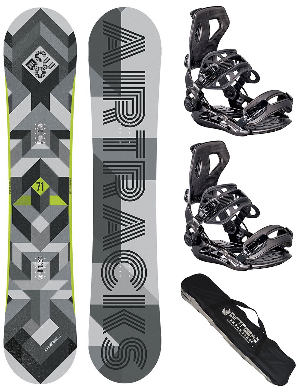 Airtracks Cubo Camber Snowboard - Set da snowboard da uomo Extra Wide - Legatura per snowboard Star o Master Fastec - Snowboard Bag 155 159 161 165 168 171 cm