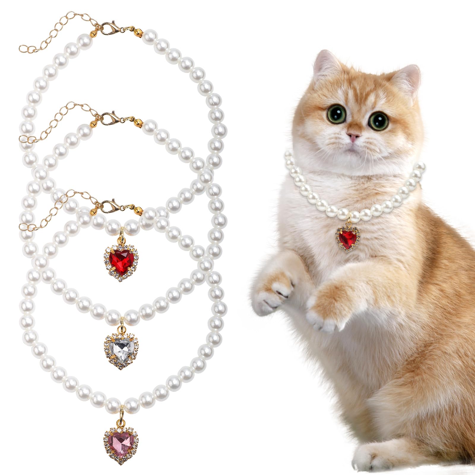 3pcs Dog Cat Pearls Collar