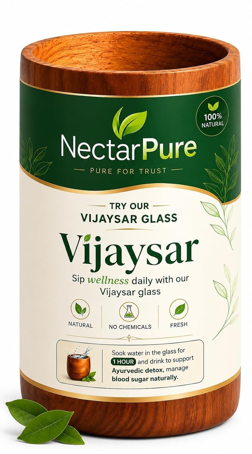 Premium Vijaysar Wooden Glass for Diabetes & Blood Sugar | Lab Tested Heartwood Tumbler | Ayurvedic Natural Wooden Cup | Indian Kino Tree Pterocarpus Marsupium | 300 ml Capacity | Handcrafted-image-7