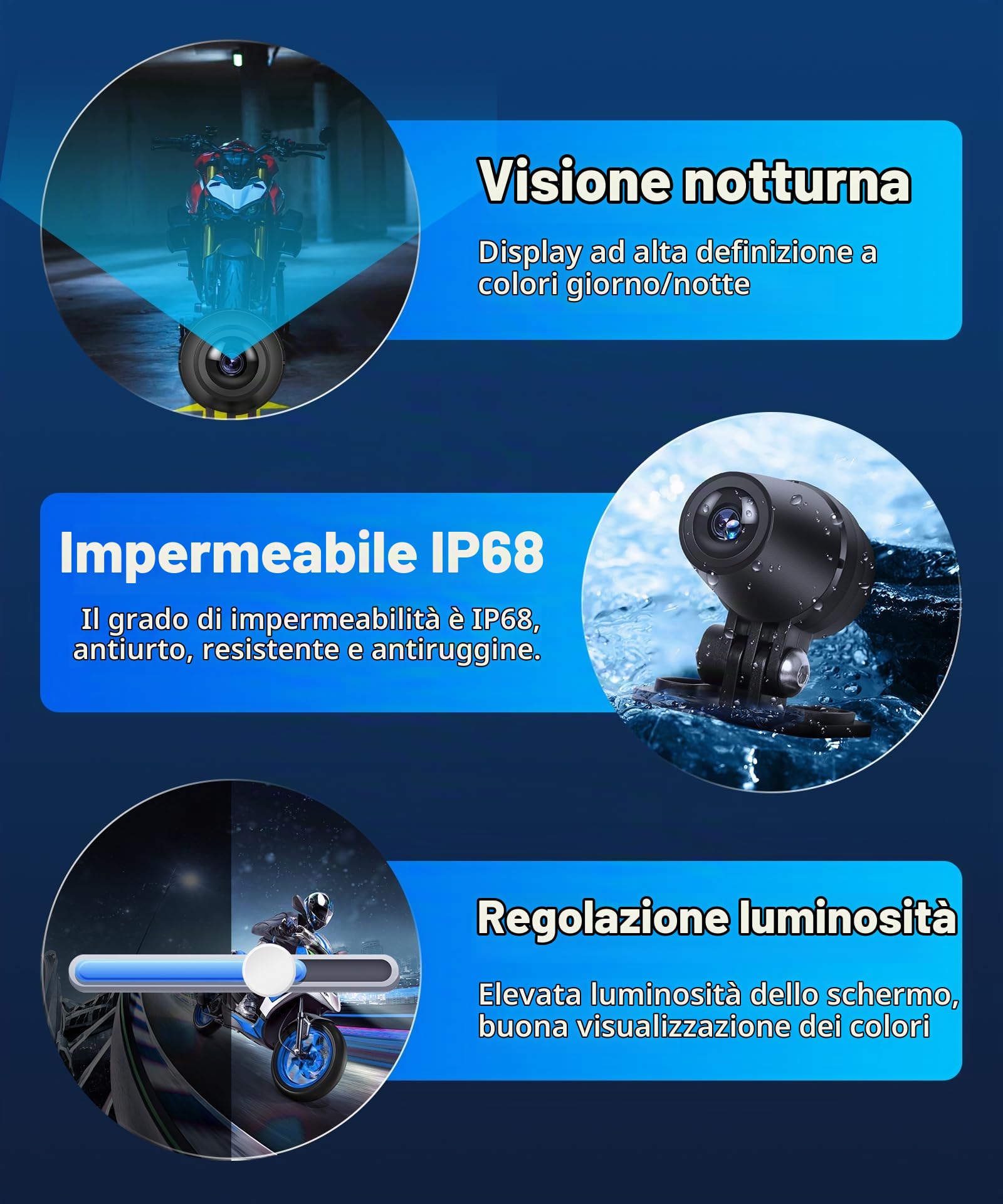 Rimoody Wireless Carplay Display Motociclo con Dashcam 2 Telecamera Fronte e Retro, 6.86 Pollici Touchscreen Portatile Carplay Android Auto Schermo per Motorbike con Mirror Link/Bluetooth/IP68 étanche
