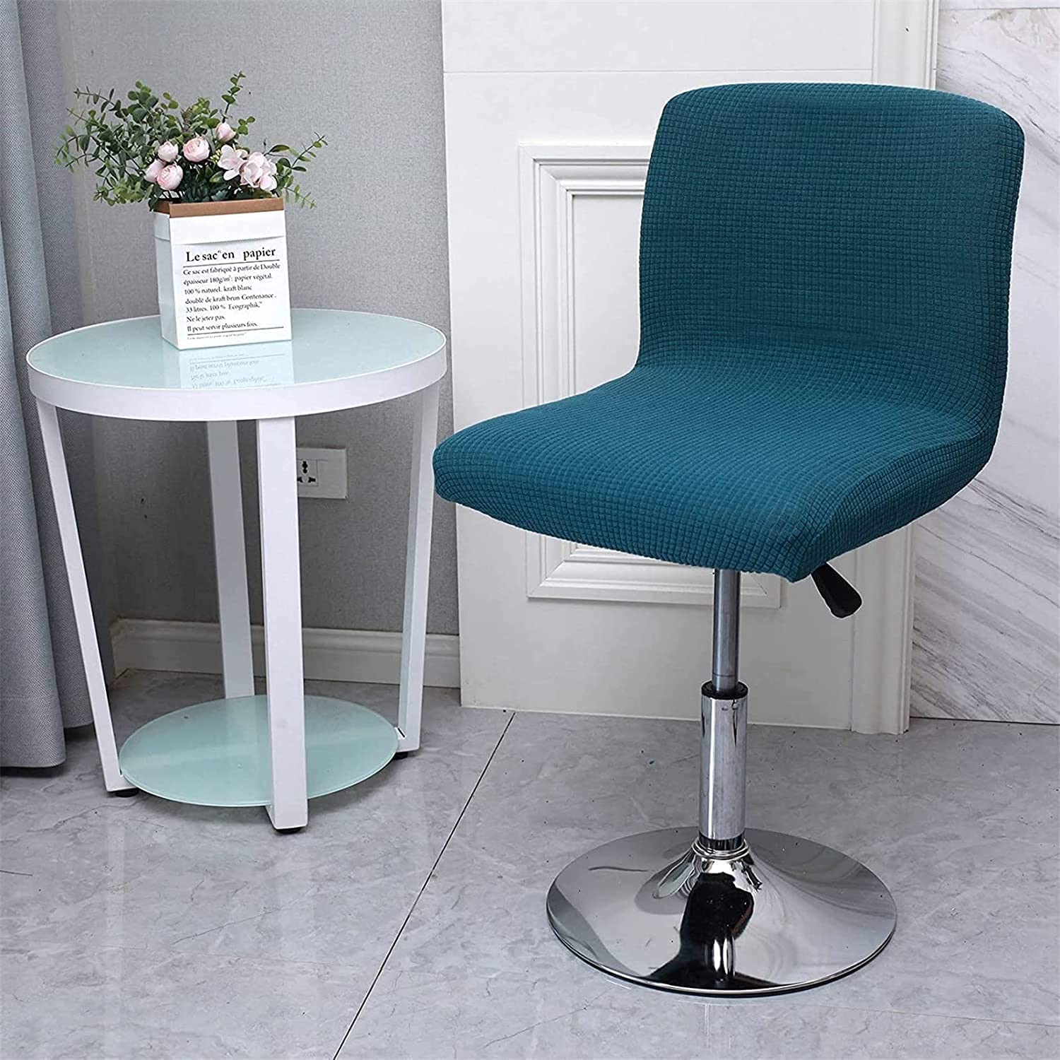 Hoowarm Bar Stool Covers Set of 1/2/4 with Short Backs Swivel, Low Square Back Bar Stool Chairs Slipcovers Cover Protector, for Pub Kitchen Counter Height Bar Stool Chair (Color : J, Size : 1PCS)