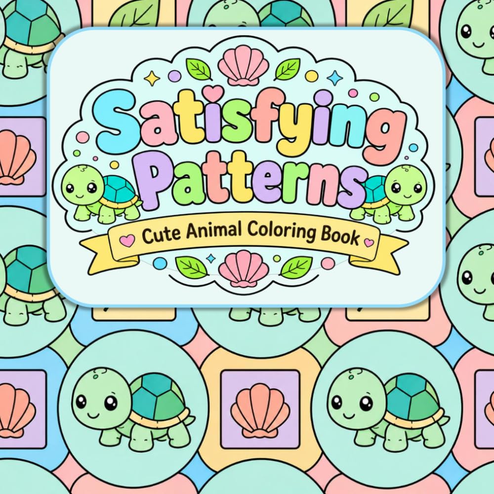 Satisfying Patterns Cute Animal Coloring Book: Adorable Easy-to-Fill Geometric Pattern Pages Featuring Pets, Farm Friends, Sea Life, and Critters