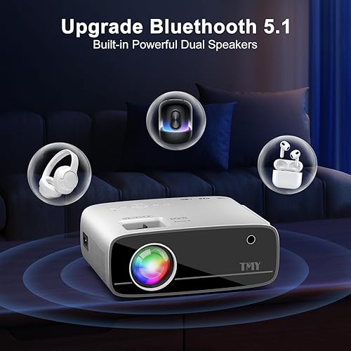 Miniatura 4 de TMY Proyector con WiFi y Bluetooth, mini proyector nativo de 1080P, proyector portátil con zoom del 50%, compatible con TV